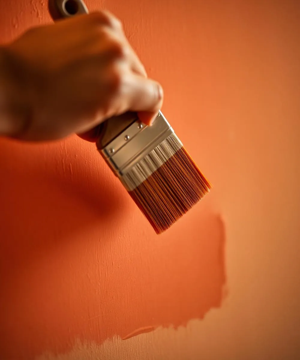 Sabrina applying a smooth coat of paint with a brush