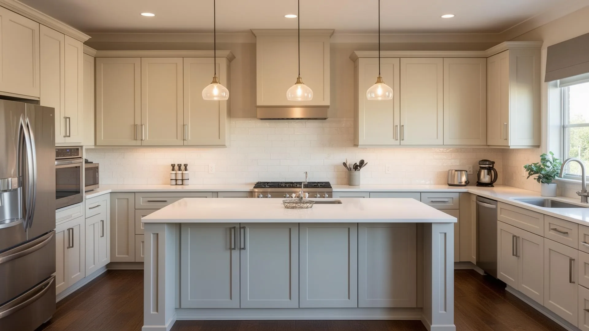 Clean, refinished kitchen cabinets after painting