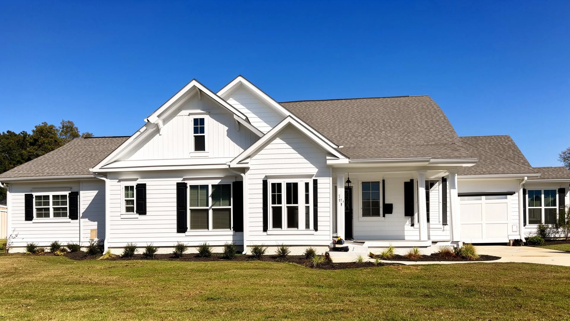 Crisp, freshly painted home exterior after repaint